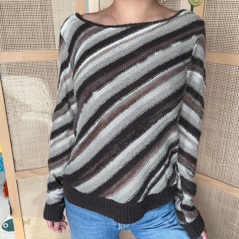 caslon vintage striped brown sweater gradient size medium wool blend